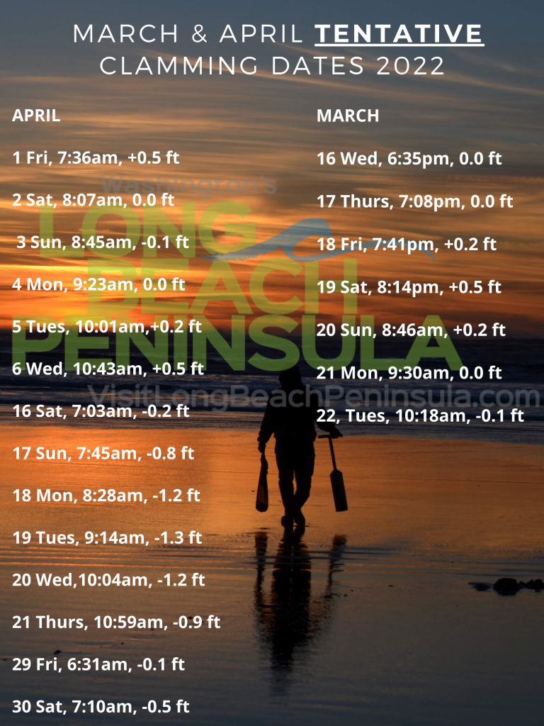 March & April Tentative 2022 Clam Digging Dates Visit Long Beach